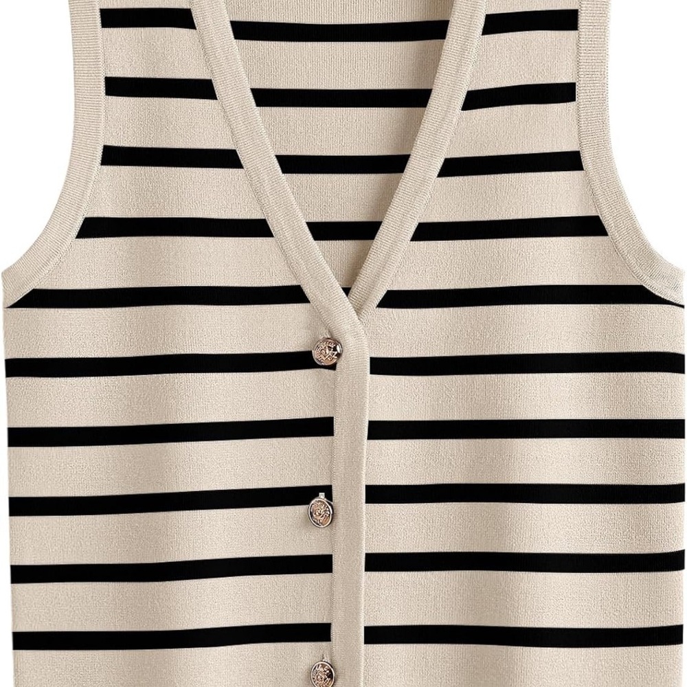 Striped Sleeveless Top - Black and Cream